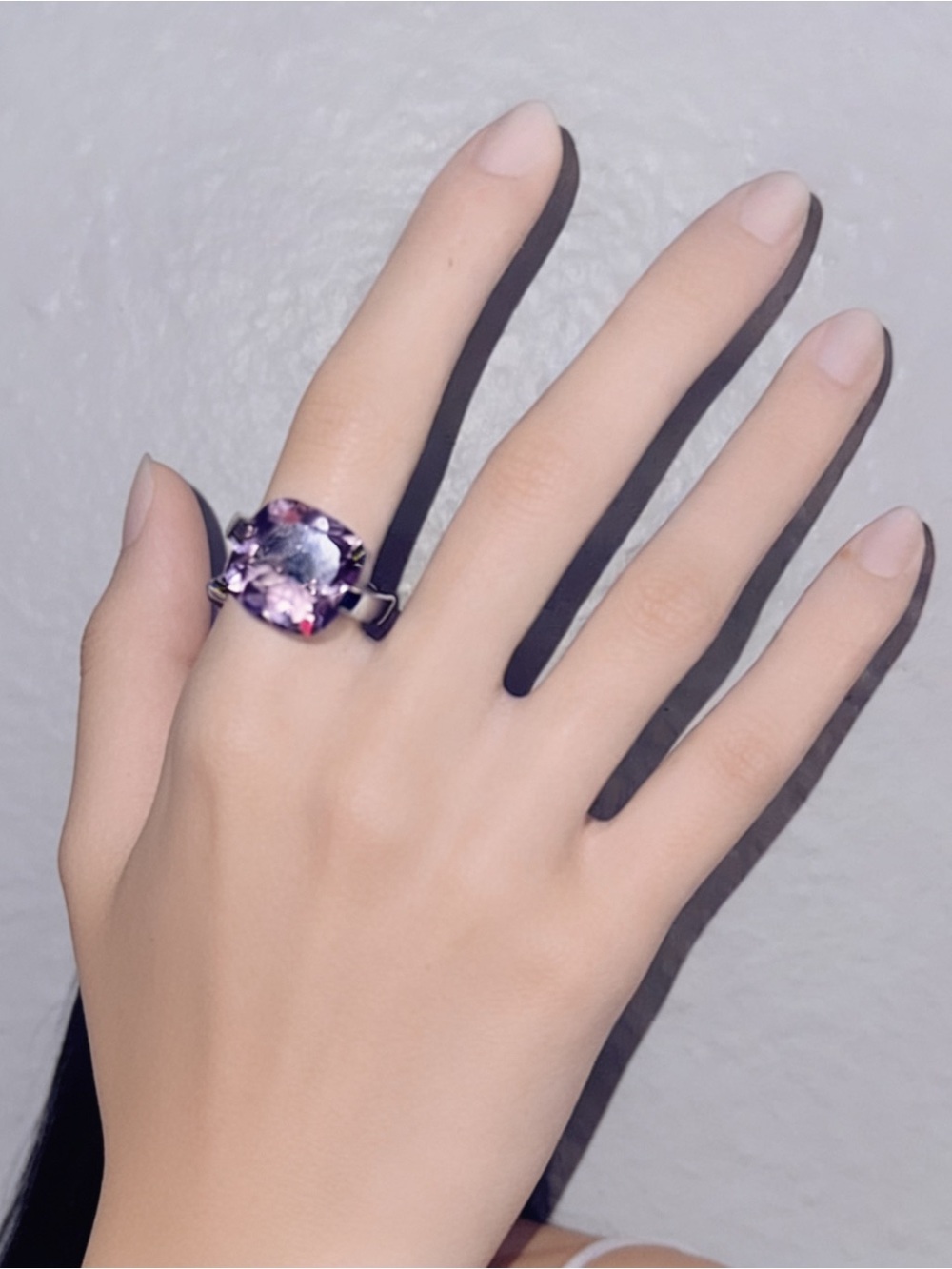PIANEGONDA .925 silver amethyst rectangle statement cocktail designer ring 7